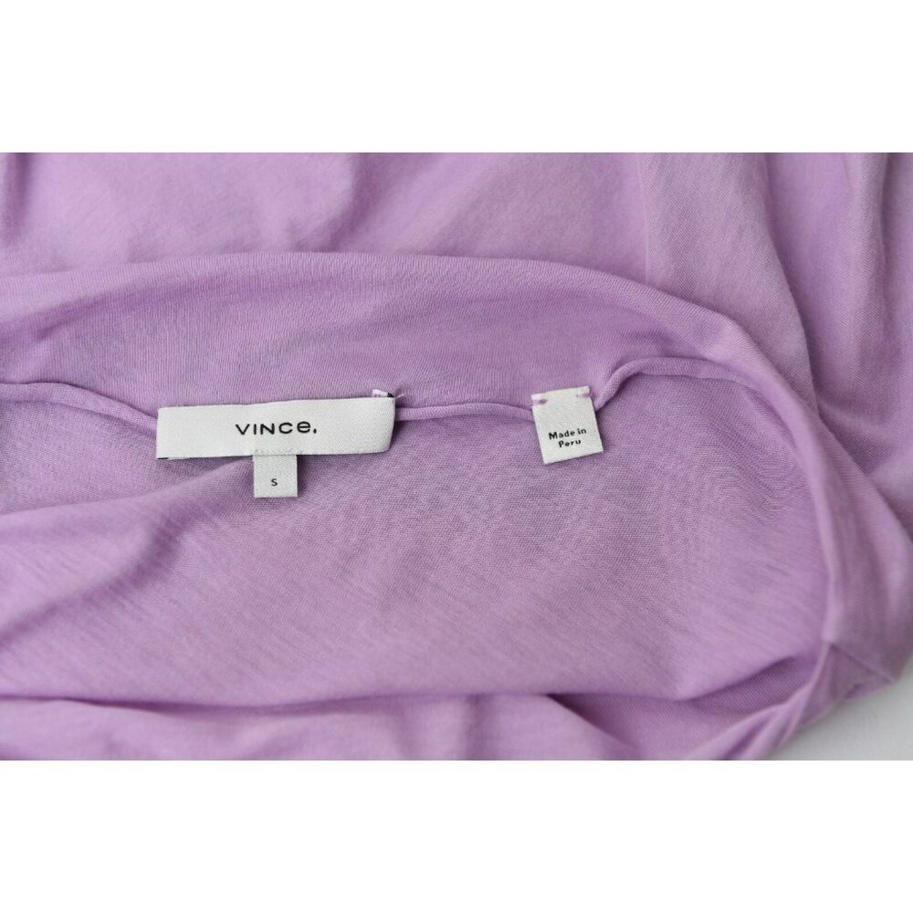 Vince Light Purple Pink Sheer Crew Neck Knit Top Cowl Neck Size S 100% Cotton - Picture 8 of 12